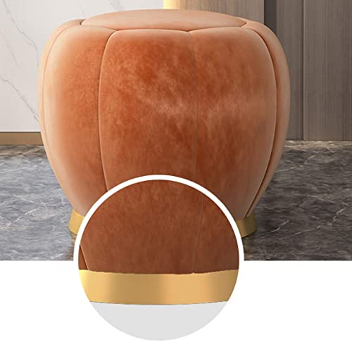 Taburete de sofa redondo CHEWYNP tapizado con base dorada elegante #3 5
