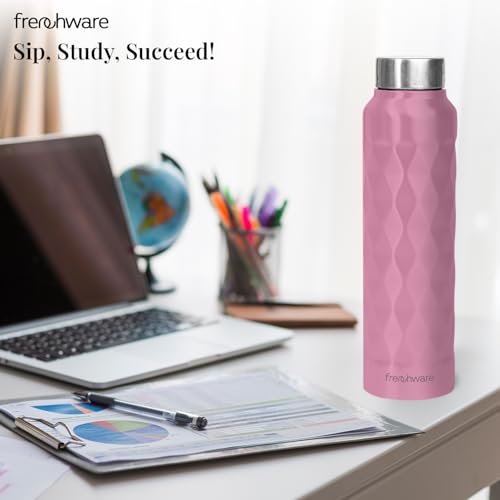 Image of Frenchware Water Bottle (1 Litre, Premium Stainless Steel, Lilac) Bottle for Fridge, School, Outdoor, Gym, Home and Office, Scratch-Resistant, Rust Free, Non-Toxic, Easy-to-Clean