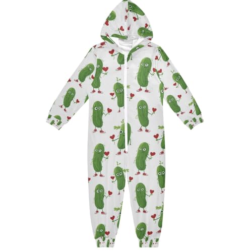 Plaaee Kids Jumpsuits Cute Pickle Heart Boys Girls Sleepers One Piece Sweatsuit Outfits 12-13Y
