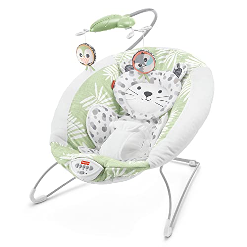 Image of Fisher-Price Baby Snow Leopard Deluxe Bouncer, Bouncing Baby seat with Soothing Music, Sounds, and Vibrations