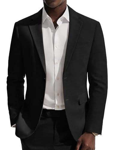 PJ PAUL JONES Sakko Herren 2 Knöpfe Sommer Sakko Sportlich Leinen Blazer Schwarz M