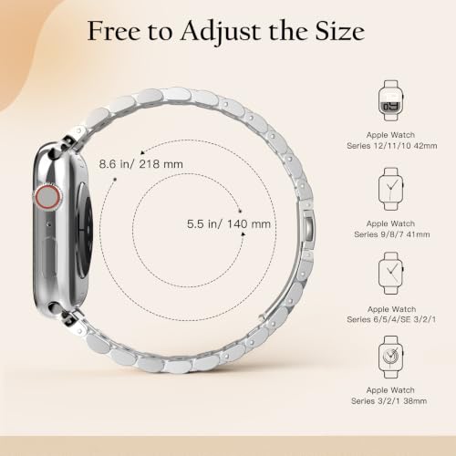 TiMOVO Metal Band Compatible with Apple Watch Series 12 11 42mm, Silver - image 5