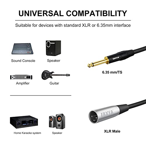 Ebxya E01 Xlr Male To 1/4 Inch Ts Mono Unbalanced Microphone Cable 6Ft thumb #1