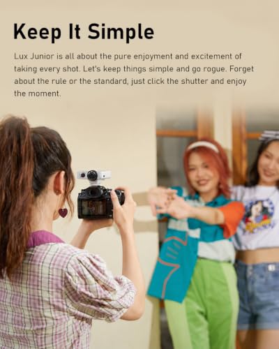 Image of Godox Lux Junior Retro Camera Flash with PC sync Ports (White, 4.6oz) | GN12, 1 /1-1 /64 Flash Power, Auto&Manual Modes, 6000±200K, 28mm Focal Length with Sync Cable for Canon Nikon Sony Fuji Olympus