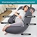 Sasttie Pregnancy Pillows for Sleeping, U Shaped Cooling Full Body Pillow with Removable Cover, Pregnant Women Must Haves, Maternity Essential, Dark Grey
