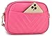 lola mae Quilted Crossbody Bag, Trendy Design Shoulder Purse (Hot Pink)