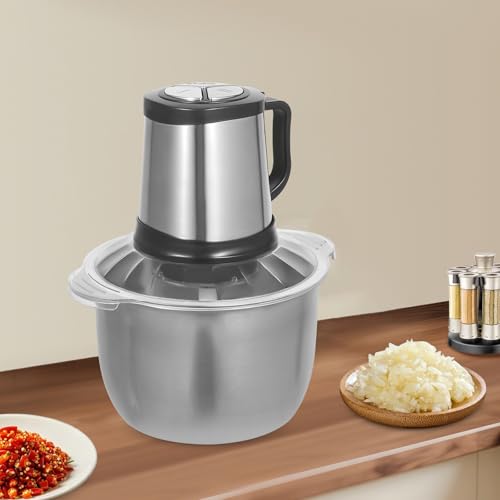 Picadora eléctrica, 800 W, picadora de cocina, 5 L, picadora de carne eléctrica con cuenco de acero inoxidable, con 3 velocidades para frutas, verduras, carne
