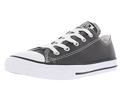 Image of CONVERSE Kid's Chuck Taylor All Star Leather OX Fashion Sneaker Shoe - Black /White