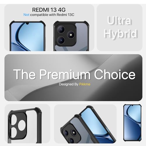 Image of Pikkme Realme C63 4G Back Cover | Crystal Clear Transparent Back | Ultra Hyrbid | Full Camera Protection | Raised Edge | Bumper Back Case (Black)