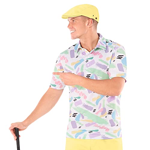 Image of Royal & Awesome Pastel Golf Hats Men, Funny Golf Hats, Mens Newsboy Cap, Flat Cap Style, Bright Pastel Design, One Size