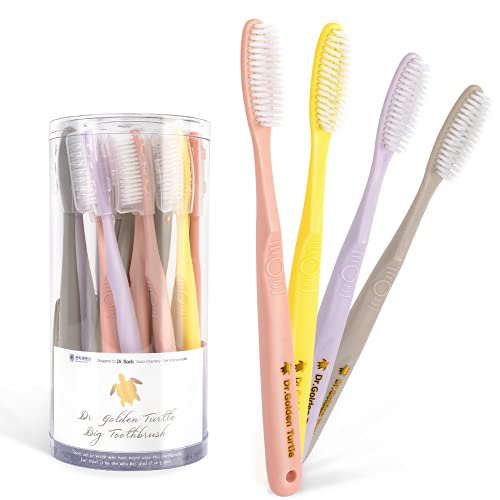 Dr.Golden Turtle Long Head Toothbrush - 16 Pack, Easy Plaque