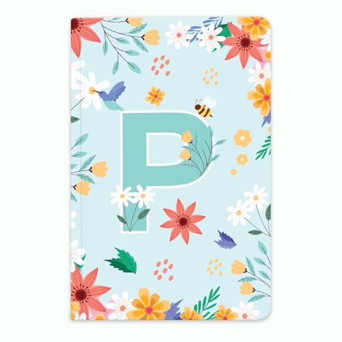 Image of Initial P Premium Soft Bound Notebook Diary for Girls and Women (B6, 90 GSM, 160 Ruled Pages) Floral Design Notebook Journal Diary