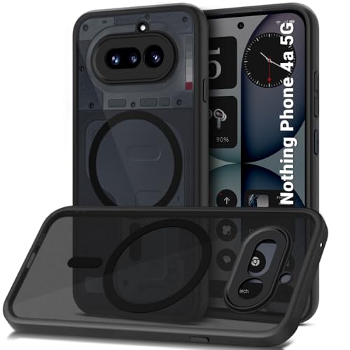Image of TheGiftKart Hybrid Shockproof Back Cover Case for Nothing Phone 4a 5G Compatible with MagSafe | Hard Back Cover Case for Nothing Phone 4a 5G (PC & TPU, Translucent Smoke Matte Back, Black Sides)