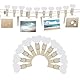Feelorna 20 Stück Mini Holzklammern, Mini Herz Wäscheklammer mit 2 Meter Juteschnur, Mini Holz Wäscheklammern für Fotos DIY Fotowand und Hochzeit Party Dekoration (Weiß)