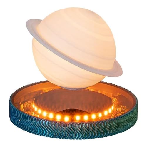 Kiko-ershaa Mondlampe Schwebend Saturn Lampe mit leuchtender Basis Aufhängung 360° Rotation Saturn Licht 3 Farben Display Modus Tischlampe für Home Office