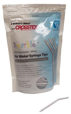 CrossTex BCSAWSWH Air Water Syringe Tips, Disposable, White, Pack of 250