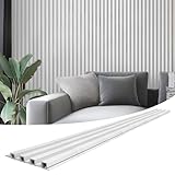 Art3d 8-Pack 96 x 6in. WPC Acoustic Slat Wall Panel for Modern Interior Decor, TV Background, Living Room, Matte White