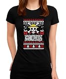 One Piece Christmas Skull – Vestido festivo de Navidad, idea de regalo, diseño de Navidad, Papá Noel, camiseta de invierno para mujer, Negro , M