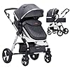 Blahoo Baby Stroller for Newborn, 2 in1 High Landscape Stroller, Foldable Aluminum Alloy Pushchair with Adjustable…