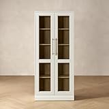 mopio Blake Tall Display Cabinet, Kitchen Buffet Pantry Cabinet, Trophy Display Case, Storage Cabinet Scratch Resistant Acrylic, Modern Farmhouse Curio Cabinet with Doors (White Oak Acrylic, Single)