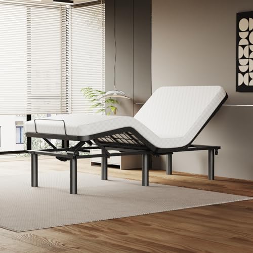 AbyssZen Adjustable Bed Base, Bed Frame with Premium Quiet Motor, Anti-Snore, Zero Gravity, Memory Pre-Sets, Wireless Remote, Head and Foot Incline, Queen Size