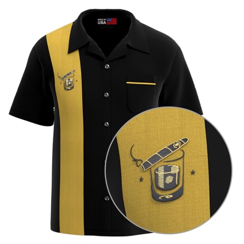 BeRetro Men's Cigar Button Down Bowling Shirt - Cuban Guayabera Smoking Shirt