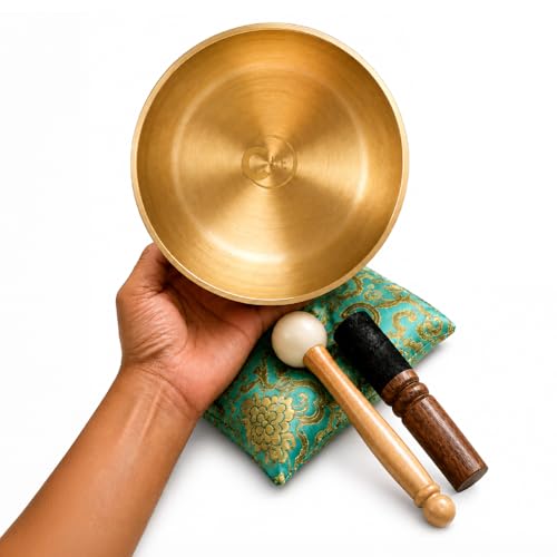 BeMindful Bowl CUE Meditation Edition, 6 Inch Tibetan Singing Bowl Set with Free Meditation Course...
