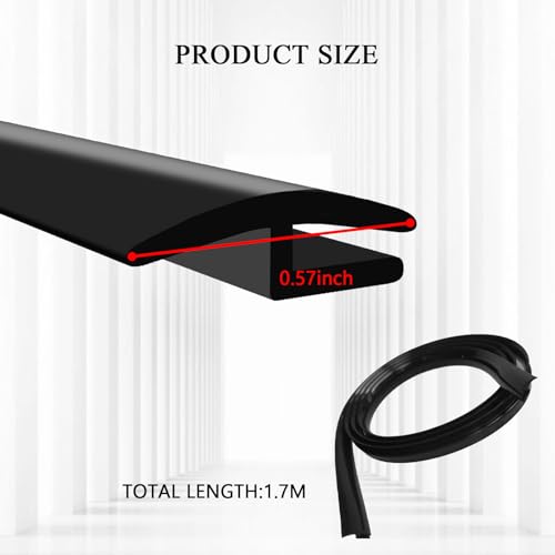Image of 1.7M /5.6Ft Windshield Cowl Rubber Seal Strip, Front Rear Panel Black Molding Trim Strips, Car Weather Window Door Seal Stripping for Most Cars Trucks SUVs (H-Shape)