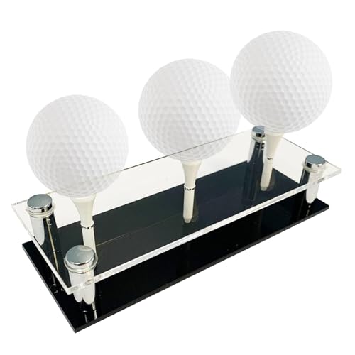 Estojo expositor de bolas de golfe | suporte para exposição com base e tee de relva artificial, estojo de coleção organizador de metal e acrílico para secretária quarto sala de estudo