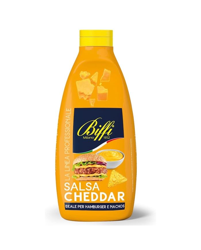 Confezione Per Biffi Salsa Cheddar, Salsa al Formaggio per Hamburger e Nachos, 875 ml