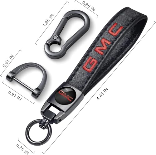 Image of Genuine Leather Car Keychain, Black Key Ring Accessories For GMC Series, Premium Key Chain Gift For Men Women, Automotive Family Present