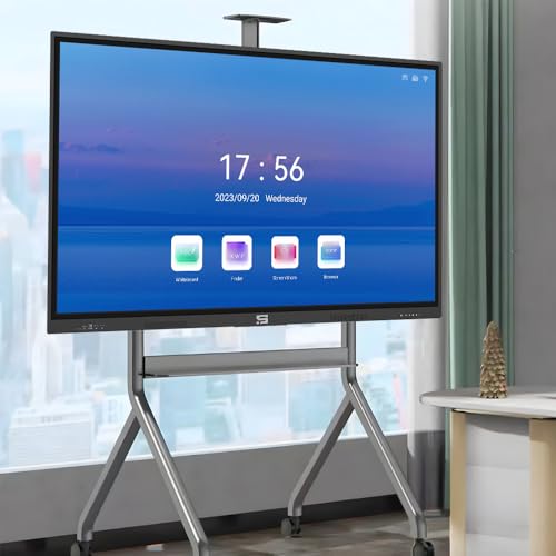 Image of 75 Inche 4K UHD Touch Screen LED TV UltraTouch Display Interactive Flat Panel with Monitor 3840x2160 Pixel 8GB 128GB with Display Stand Heavy Duty Adjustment Floor TV Trolley with Bracket.