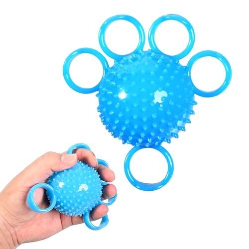 5-Finger Hand Stress Ball (20 Lbs Resistance) - TPR Non-Toxic Hand Therapy Ball for Seniors & Post-Surgery Rehabilitation, Soft Spiked Palm Massage Tool to Improve Grip Strength & Prevent Muscle Atrophy