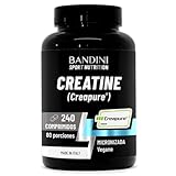 Bandini® Creatine CREAPURE® Monohidrato 240 Comprimidos - Suplemento para Entrenamiento, Gimnasio y Pre-Entrenamiento - 100% Vegano - A Base de Monohidrato de Creatina para ATP y Recuperación