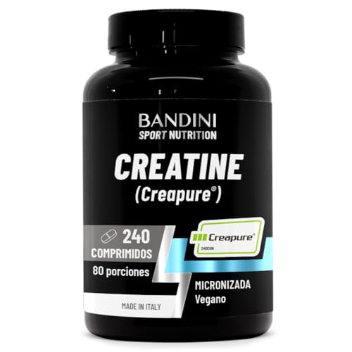 Bandini® Creatine CREAPURE® Monohidrato 240 Comprimidos - Suplemento para Entrenamiento, Deporte, Gimnasio y Pre-Entrenamiento - 100% Vegano - A Base de Monohidrato de Creatina para ATP y Recuperación