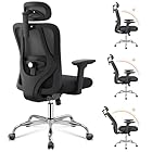 DEVAISE Sedia da Ufficio Ergonomica, Supporto Lombare e Braccioli Regolabile, Inclinazione a 3 Posizioni, Poggiatesta Regolabile in 3D-Altezza, per Ufficio e Home Office Max 136kg, Nero