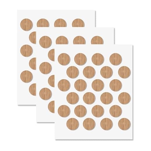 Oak Self-Adhesive Screw Hole Stickers - 72 pcs. 0.79 inch / 20 mm Peel Stick Dust Proof Tape, Water Resistance PVC Caps for Wood Cabinets, Furniture, Drawer, Wardrobe, Kitchen, Table