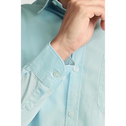 Image of Peter England Men's Slim Fit Full Sleeve Cotton Solid Casual Shirt with Pocket