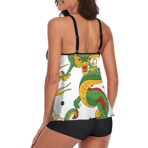 Ensembles bikini tankini vert avec short de garçon galbant - 3
