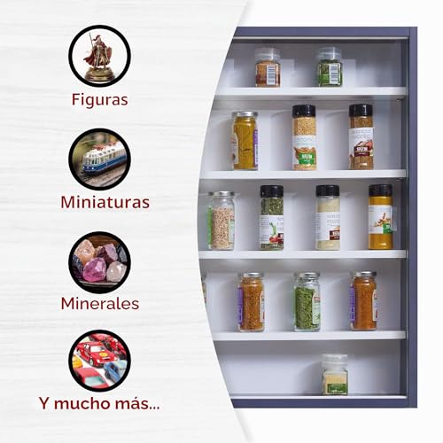 Miniatura 4 de Inter Link - Vitrina De Cristal De Colección - Estantería De Pared Colgante - Mdf - Gris Blanco 80x60x9,5 Cm Collecty Gris
