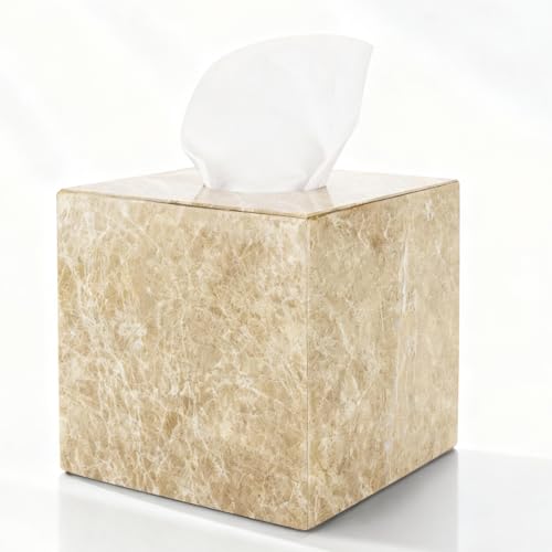 NANSHOP Natural Marble Tissue Box Holder Cover with Open Bottom