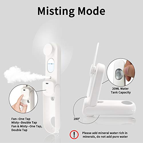 Doubfivsy Handheld Mini Fans Portable Misting Fan Folding Pocket Fan Usb Rechargeable Desk Fan Personal Cooling Quiet Silent Fan With Water Spray For Home, Travel, Camping (Pink) #TOP6