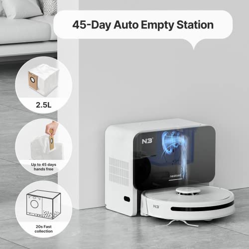 Neakasa N3 Robot Vacuum and Mop Combo with Self-Empty, 4000Pa Suction, 320mins Run-time, Wi-Fi Connected, Carpet Detection, Laser Navigation, No-go Zones, Compatible with Alexa, Ideal for Pet Hair - Thumbnail 4