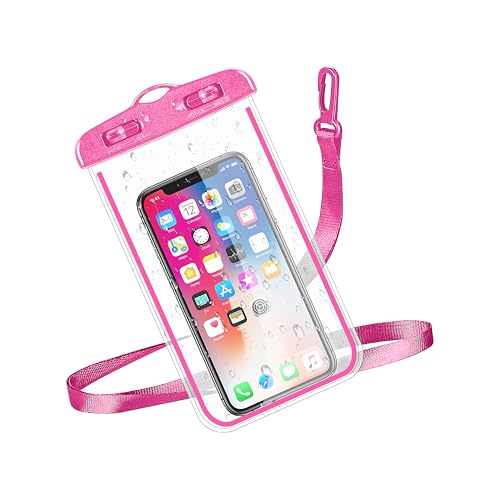 Image of CEDO Waterproof Mobile Pouch Universal Cover Case for All Mobiles, Cellphone Dry Bag Compatible for iPhone, Samsung, OnePlus, Realme, Redmi, Oppo, VIVO, All Smartphones Up to 7.2 inches (Pink)