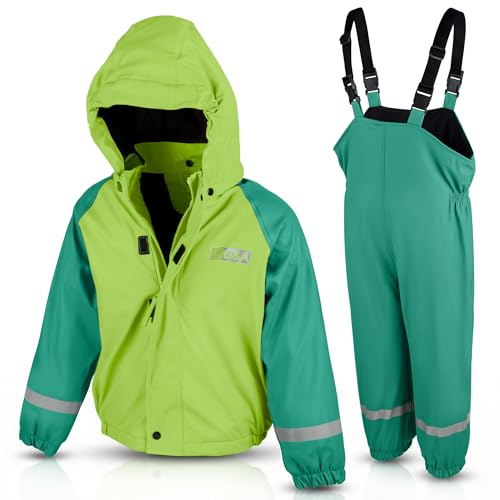 D&A Waterproof Rain Suit Kids – Toddler Rain Suit with Teddy Fleece Lining – Perfect for Outdoor Play, Wind Blocking Design, Reflective Striping, Two-Tone Colors, Sizes 3T–7 by D&A - Used condition - US$37.61