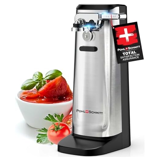 POHL SCHMITT Electric Can Opener, Knife Sharpener and Bottle Opener, Easy Push Down Lever, Black