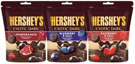 HERSHEY'S EXOTIC DARK Pomegranate, Blueberry and Raspberry & Goji Flavor|33.3g - Pack of 6, 200 gram