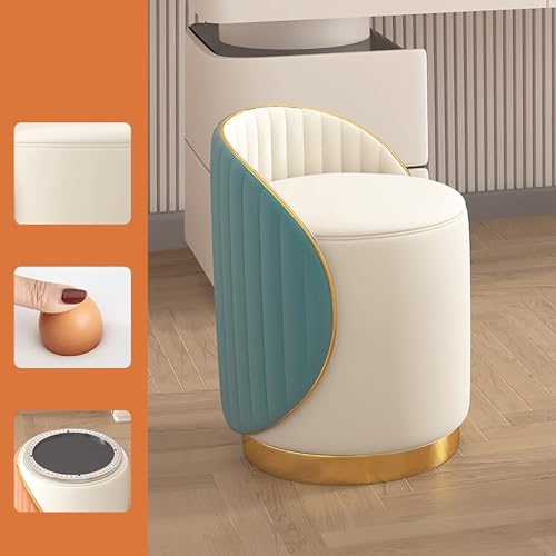 Chaises de coiffeuse rotatives multifonctions avec ottoman rond moderne doux - 2