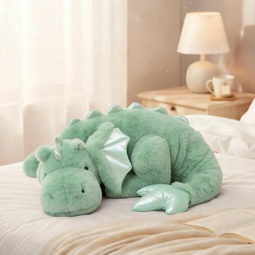 Image of ARELUX Large 36in Cute Dragon Stuffed Animals Plush Toy,Soft Green Pterosaur Plushie Giant Fuzzy Dinosaur Pillow Plushies with Wings Cuddly for Friends Family Member