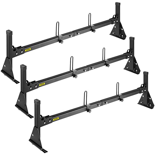 Vevor Van Ladder Roof Racks, 3 Bars, Adjustable 56In-57In Ladder Racks For Van Matte Coating Van Rack With Ladder Stoppers, 750 Lbs Capacity, Compatible With Chevy Express Fullsize Van 1996-Up, Black #TOP8
